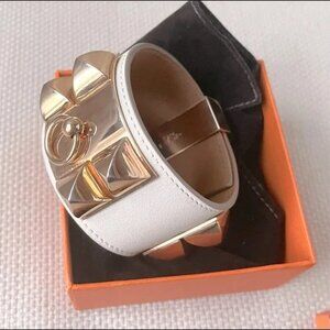 Hermès Craie RGHW Swift Leather CDC Collier de Chien Bracelet S